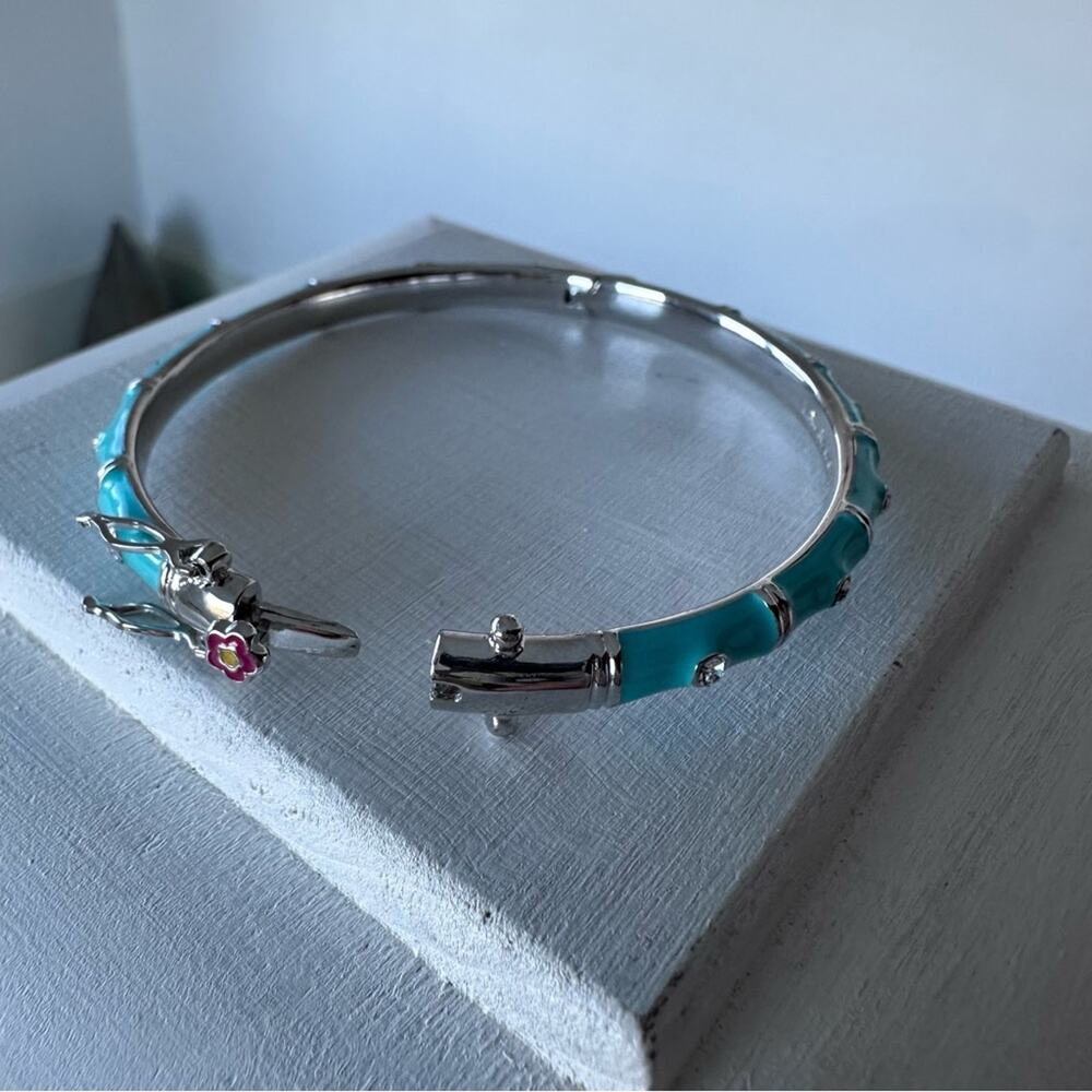 LAUREN G ADAMS - Stackable Bamboo hinged Bangle, turquoise and silver - Picture 5 of 5